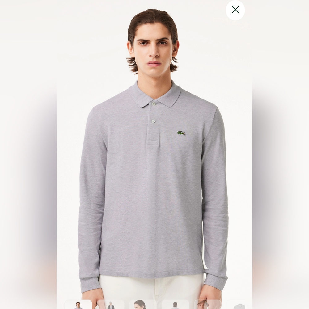 Lacoste Men's Long Sleeve Grey Heather Cotton Polo 3XL-8